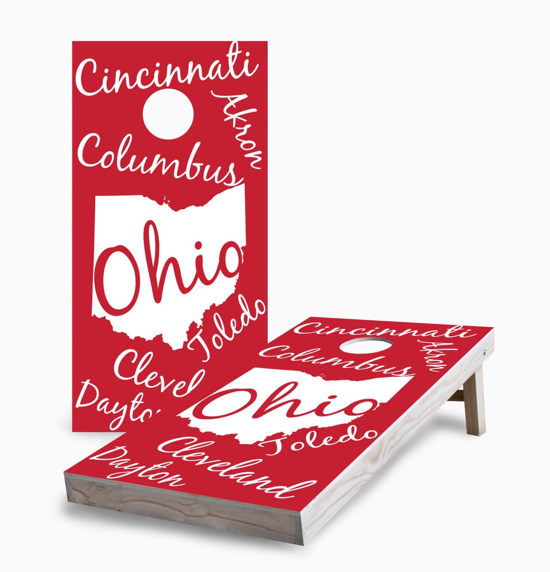 Ohio State Pride Cornhole Boards, Complete Outdoor Game Set With 2 ...