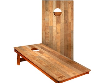 Rustic Wood Cornhole Boards: Set of 2 with Optional Bags & Accessories