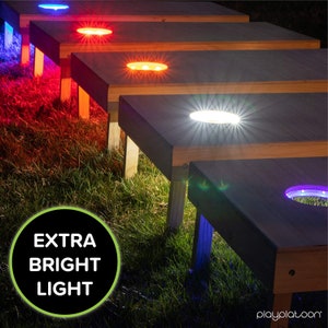 The coolest feature of our Drinking custom cornhole boards is by far the cornhole board hole lights. Our LED lights allow you to light up the holes and play a game of corn hole at night.