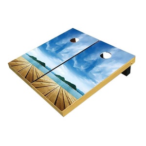 Beach Dock Cornhole Boards, Complete Outdoor Game Set with 2 Boards, 8 Bags & Optional Accessories, The Perfect Gift