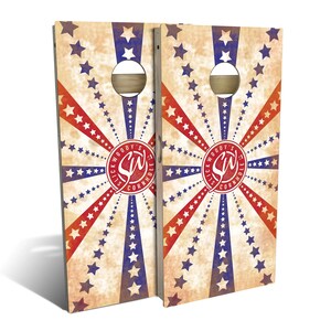 American Flag Stars and Stripes Cornhole Boards, Complete Outdoor Game Set with 2 Boards, 8 Bags & Optional Accessories, The Perfect Gift