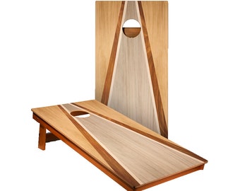 Natural + Gray Wood Backyard Cornhole Boards, Includes 2 Boards + Optional Bags & Accessories, Makes The Perfect Gift