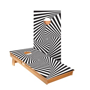 Cube Optical Illusion Cornhole Boards: Regulation Size with Folding Legs