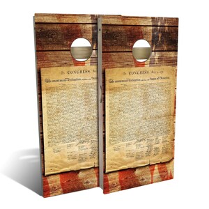 American Flag Declaration Cornhole Boards, Complete Outdoor Game Set with 2 Boards, 8 Bags & Optional Accessories, The Perfect Gift