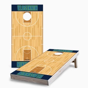 Minnesota Basketball Cornhole Boards, Complete Outdoor Game Set with 2 Boards, 8 Bags & Optional Accessories, The Perfect Gift