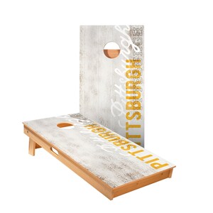 Pittsburgh Vintage Gameday Cornhole Boards, Includes 2 Boards + Optional Bags & Accessories