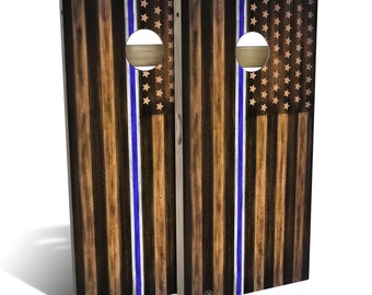 American Flag EMS White and Blue Cornhole Boards, Complete Outdoor Game Set with 2 Boards, 8 Bags & Optional Accessories, The Perfect Gift