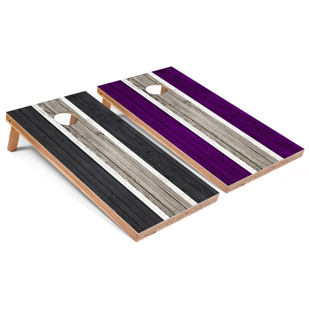Premium Blue and Grey Striped Cornhole Boards main image 0