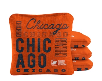 Chicago Football Cornhole Bags, Orange Dual-Sided (Set of 4, ACA Regulation)