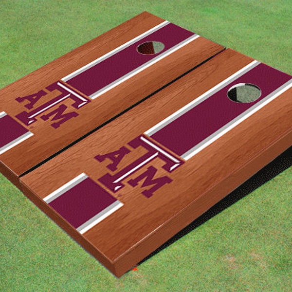 Texas A&M Aggies Maroon Rosewood Matching Long Strip Cornhole Set, Officially Licensed NCAA Team Boards
