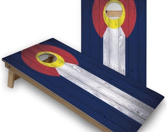 Colorado Flag Cornhole Boards, Complete Outdoor Game Set with 2 Boards, 8 Bags & Optional Accessories, The Perfect Gift
