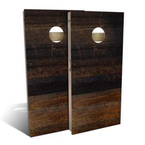 Burnt Shiplap Cornhole Boards, Complete Outdoor Game Set with 2 Boards, 8 Bags & Optional Accessories, The Perfect Gift