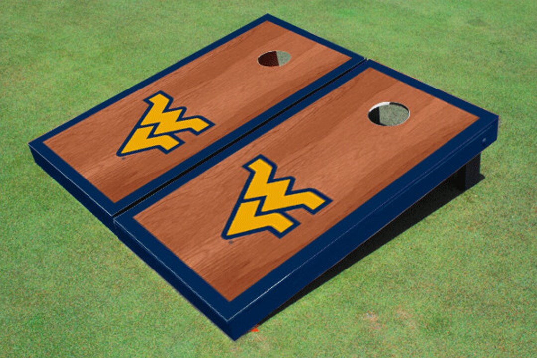 West Virginia Mountaineers Navy Rosewood Matching Borders Cornhole