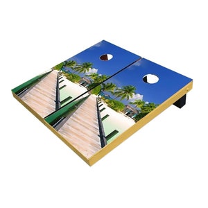 Beach Dock Cornhole Boards, Complete Outdoor Game Set with 2 Boards, 8 Bags & Optional Accessories, The Perfect Gift