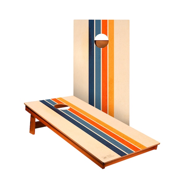 Vintage Retro Stripes Backyard Cornhole Boards, Includes 2 Boards + Optional Bags & Accessories, Makes The Perfect Gift