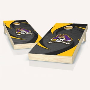 Cornhole Boards: ECU Pirates NCAA Tailgate Set (Folding, Handmade Bags)