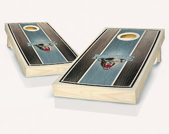 Cornhole Boards and Bags: Maine Black Stripe Design (Folding Legs)