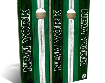 Cornhole Game Set: New York Football Design (Regulation Size, Outdoor Ready)