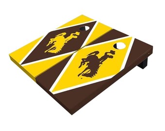 Wyoming Cowboys Alternating Diamond Cornhole Set, Officially Licensed NCAA Team Boards, Includes 8 Bags & More