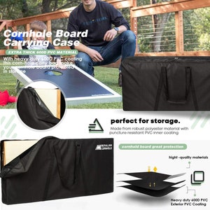 This is an additional photo of our custom corn hole carrying case that comes with the Vintage Retro Stripes Backyard cornhole boards.