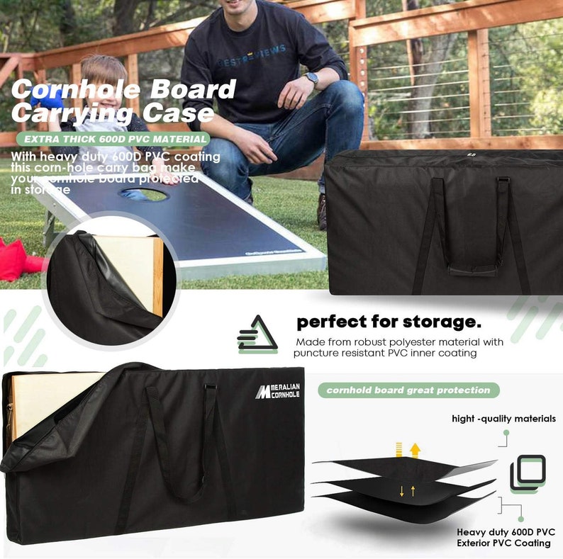 This is an additional photo of our custom corn hole carrying case that comes with the Vintage Retro Stripes Backyard cornhole boards.