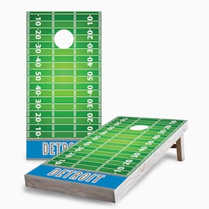 Detroit Football Cornhole Boards, Complete Outdoor Game Set with 2 Boards, 8 Bags & Optional Accessories, The Perfect Gift