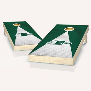 Main image of our Unc Charlotte Jersey officially licensed corn hole boards. Our outdoor lawn games are perfect for kids and adults and they make a great gift.