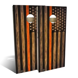 American Flag Search and Rescue Cornhole Boards, Complete Outdoor Game Set with 2 Boards, 8 Bags & Optional Accessories, The Perfect Gift