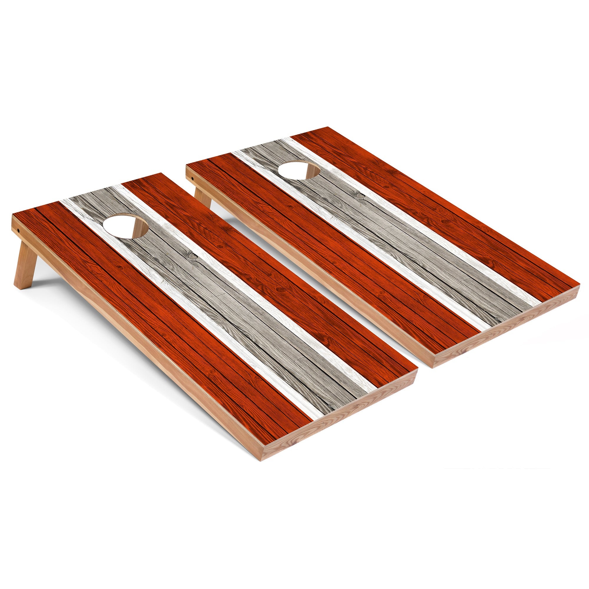 Cornhole Game Set Orange Striped Boards - Includes Bags & Accessories