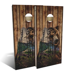 Bear Mountain Cornhole Boards, Complete Outdoor Game Set with 2 Boards, 8 Bags & Optional Accessories, The Perfect Gift