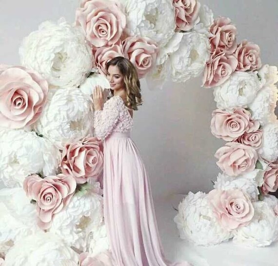 Garden Rose 23-Piece Pink Paperflower Backdrop Nursery Decor Wall Paperflower Girl/'s Room Decor