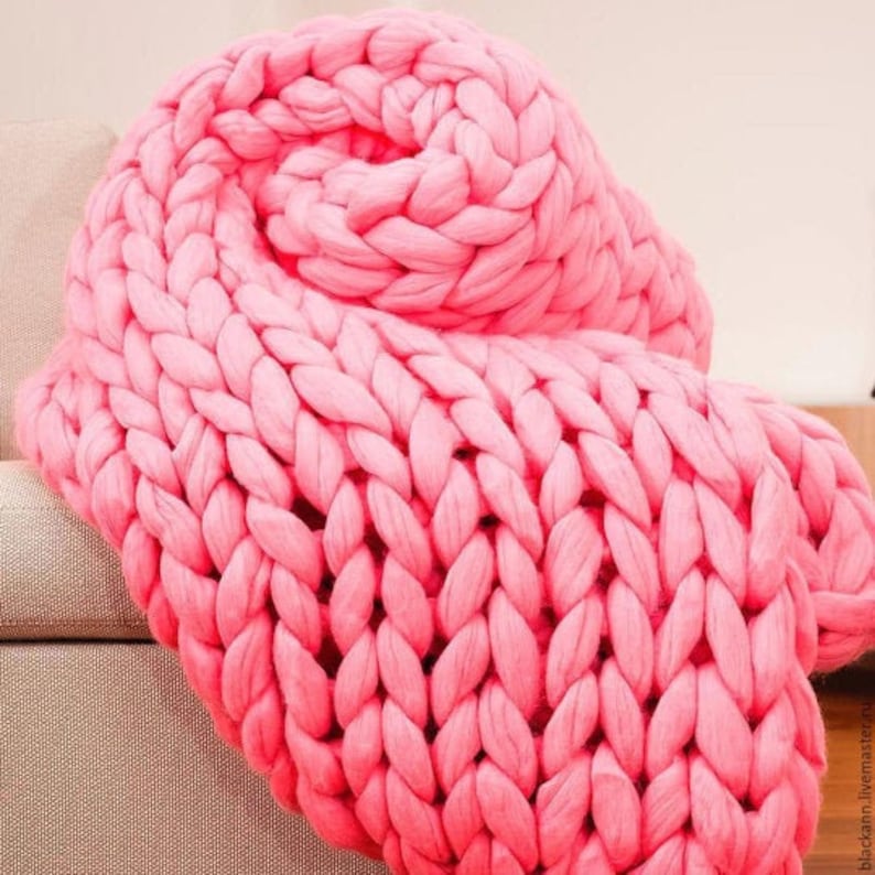 Knitted Blankets Blush Knit Blanket Thick Knit Blanket Big Etsy