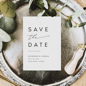 Elegante Save the Date Vorlage Download, benutzerdefinierte moderne einfache Save the Date Karte, Templett, druckbare Save Our Date Einladung, #KATE