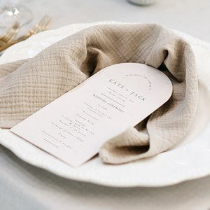 ARCHED Hochzeitsprogramm Vorlage, minimalistische Ordnung des Service, druckbare Zeremonie, DIY Programm Karte, sofortiger Download, bearbeitbarer Text, #CATE