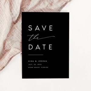 Modern Save the Date Editable Template, Black Printable Save The Date, Moody Save Our Date, Date Announcement, Instant Download, #NINA