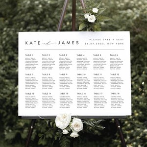Modern Wedding Seating Chart Template, Elegant Wedding Seating Plan Sign, Classic, Printable, Editable, Templett INSTANT Download, KATE image 3