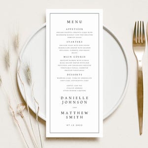 DRUKOWANE karty menu weselnego, minimalistyczne menu weselne, menu weselne, menu obiadowe, drukowane artykuły piśmiennicze weselne, matowy papier teksturowany, #DNLL