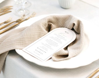 Minimalist ARCHED Wedding Menu Template, Script Wedding Dinner Menu, Printable, Digital Download, Reception Dinner Menu Editable, DIY, #MDLN