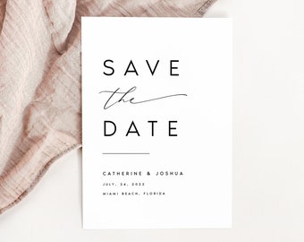 Minimalist Save the Date Template, Printable Save The Date, Editable Save Our Date, Script Save the Date, Templett, Instant Download, #KATE