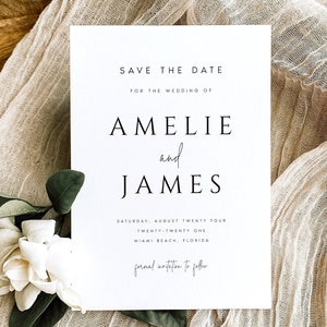 Modern Minimal Save the Date Template, Printable Announcement (Instant Download) AMELIE