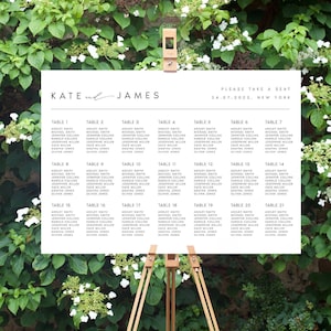 Modern Wedding Seating Chart Template, Elegant Wedding Seating Plan Sign, Classic, Printable, Editable, Templett INSTANT Download, KATE image 1