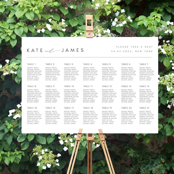 Modern Wedding Seating Chart Template, Elegant Wedding Seating Plan Sign, Classic, Printable, Editable, Templett INSTANT Download, #KATE