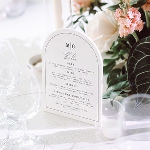 Elegant ARCHED Wedding Bar Menu Template, 8x10 Minimalist Bar Menu, Wedding Sign Templett, Wedding Drink Sign Printable, EDITABLE, #MDLN