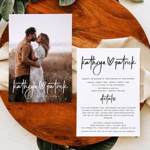 PRINTED Wedding Invitation, Simple Wedding Invite, Modern Wedding Invitations, Photo Wedding Invite, Stylish Wedding Invite Stationery #KTHR