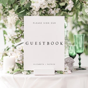 Guest Book Sign Printable Template, Sign Our Guestbook Sign, Minimalist Wedding Sign, Editable Table Top Sign Download Simple Elegant #LZBTH