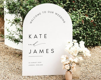 Arched Wedding Welcome Sign Template, Minimal Welcome Wedding Signs, Wedding Welcome Sign, Modern Wedding Signs, Large Wedding Sign, #KATE