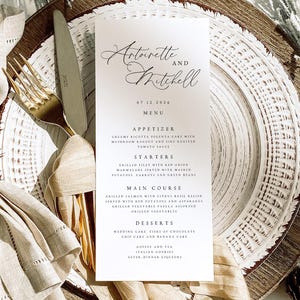 Wedding Menu Template Download, Wedding Menu Cards, Menu Template, Wedding Menus, Minimalist, Modern, Dinner Menu, Instant Download, #ANTN