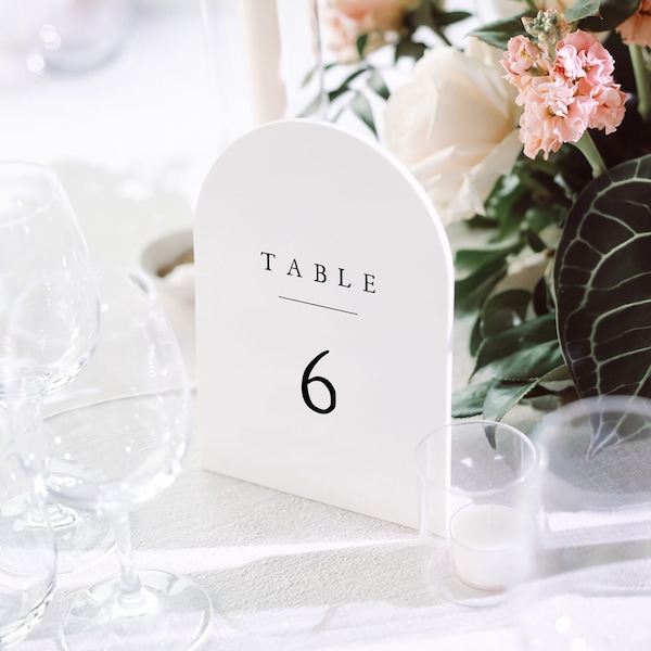 Modèle de numéro de table de mariage ARCHED, numéros de table modifiables simples et élégants imprimables, téléchargement numérique, instantané, Templett, #CATE