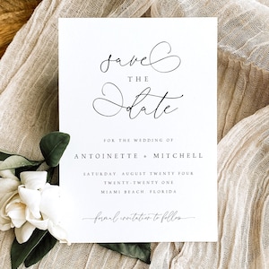 Modern Save the Date Cards for Wedding, Wedding Cards, Minimal Wedding Save The Date Cards with Envelopes, Custom Wedding Cards, #ANTN