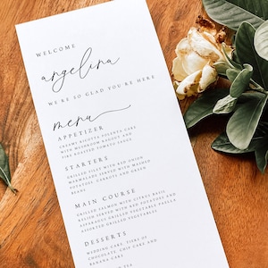 Wedding Menu & Place Card Template, Place Card Menu, Modern Wedding Menu Template, Minimalist Name Card, Wedding Place Cards for Menu, #ANTN